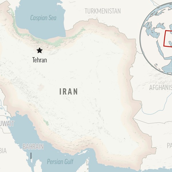 这是一个定位地图对伊朗的首都德黑兰。(美联社照片)